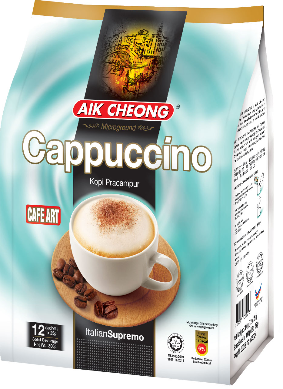 AIK CHEONG Cafe Art Cappuccino with Choco Granule 300g (25g x 12 sachets)