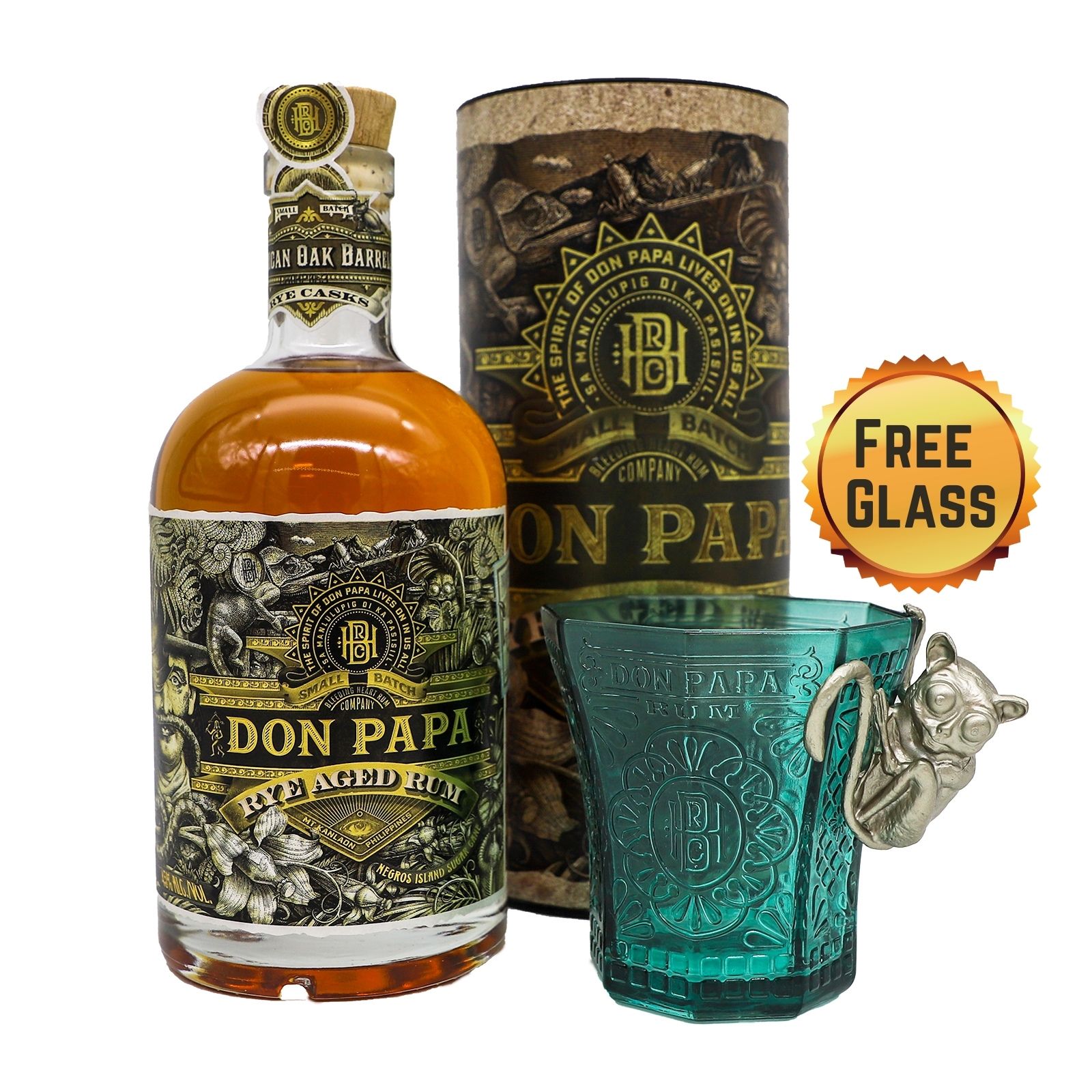 Don Papa Limited Edition Rye Cask Aged Rum 700ml with Free Tasier Glass
