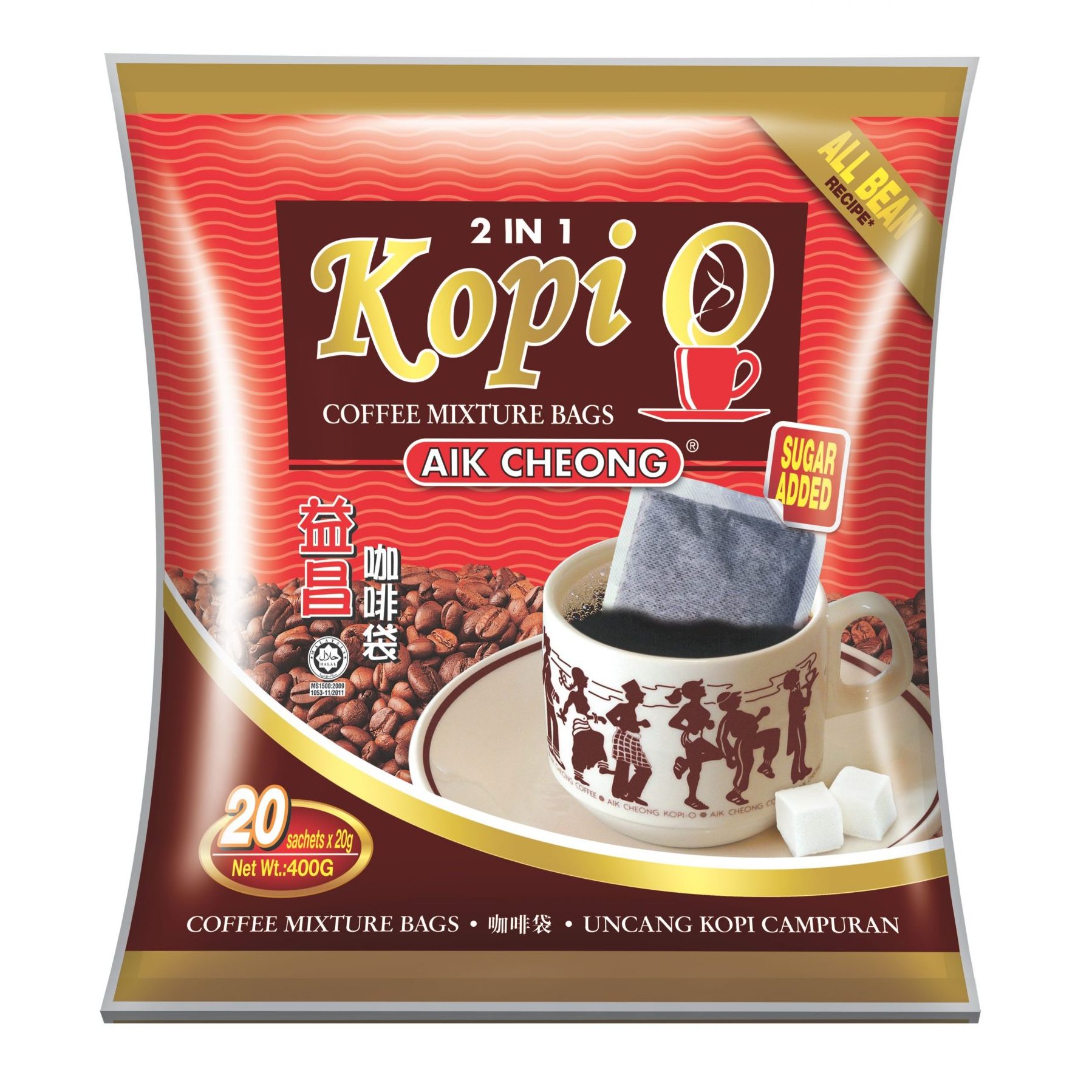 Aik Cheong 2in1 Kopi O sugar added 20s x 20g – Bundle of 6